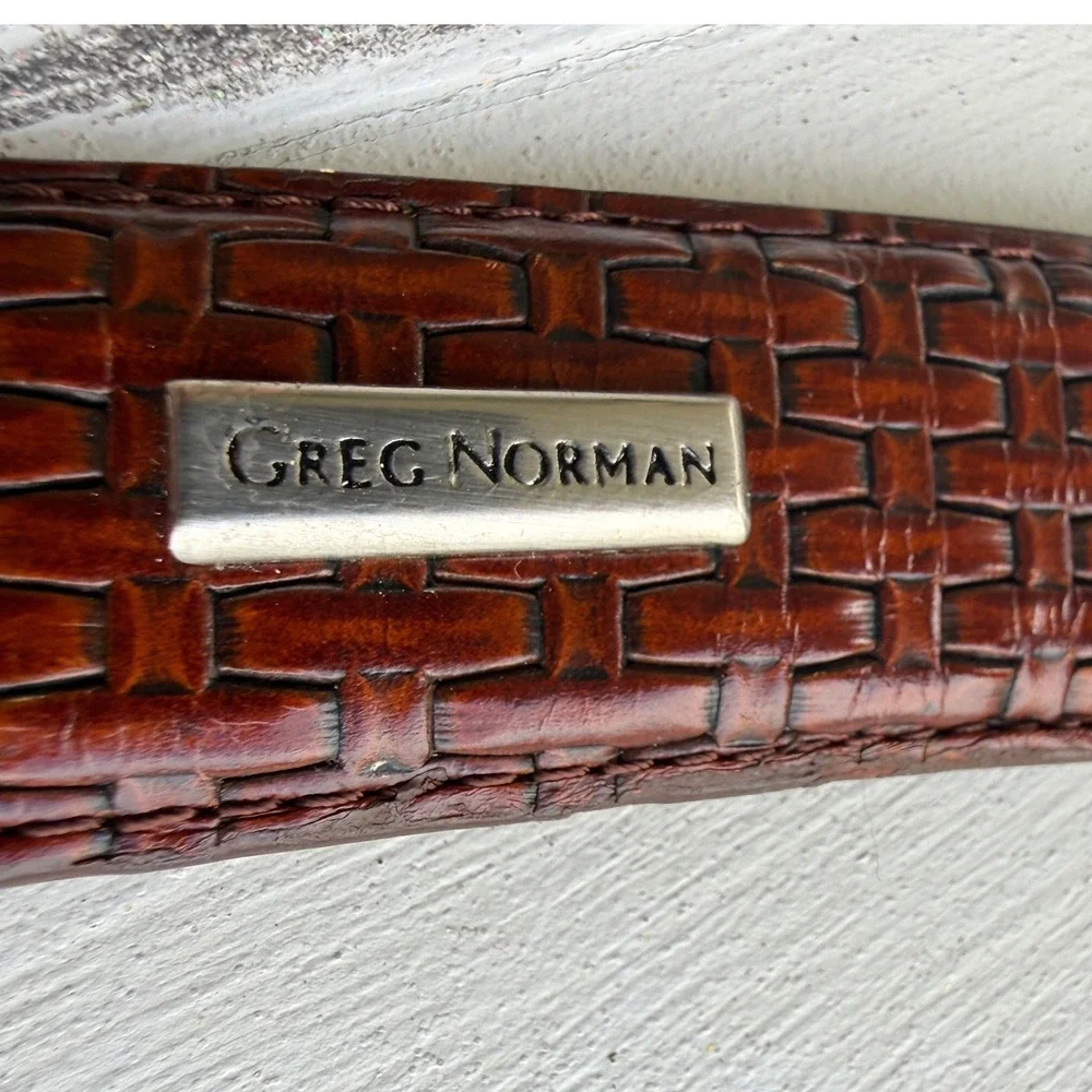 Greg Norman Mens Brown Woven Leather Belt GNS5AB12-214 Size 40/100